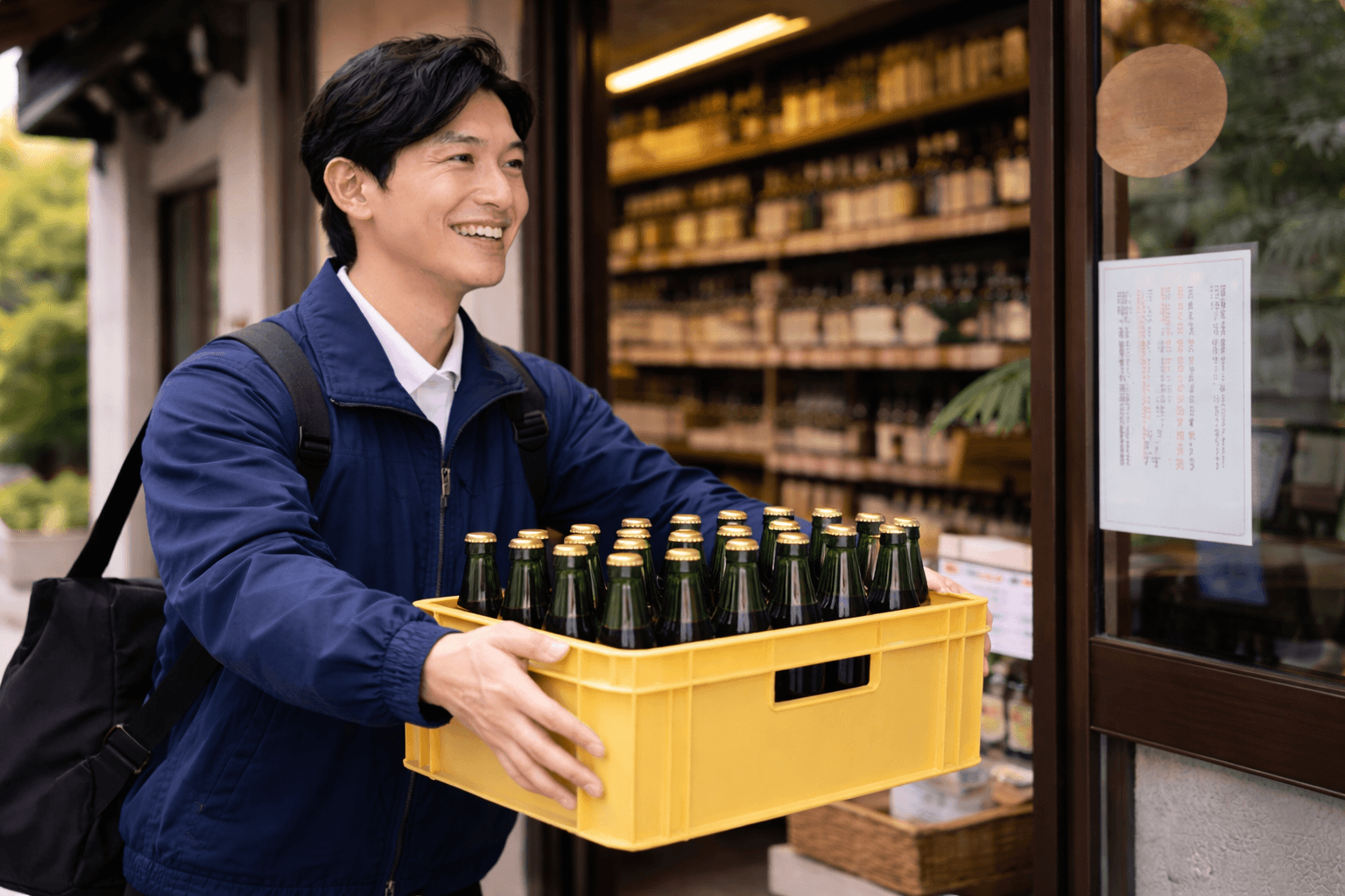 お酒配送の配送風景